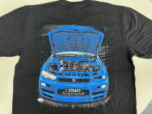STRAPT Mens TShirt Nissan Skyline BNR34 R34 GTR R32 T-Shirt Kids Shirt Strapt