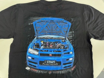 STRAPT Mens TShirt Nissan Skyline BNR34 R34 GTR R32 T-Shirt Kids Shirt Strapt