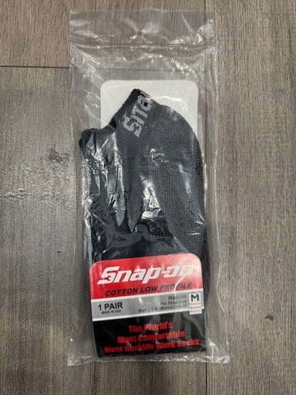 Snap-On Cotton Ankle Socks Low Profile Black Medium Men's 5-9 Women's 6-10
