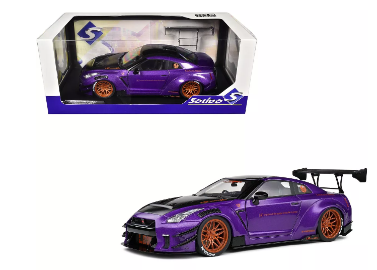 SOLIDO 1/18 NISSAN GT-R R35 LIBERTY WALK LBWK BODY KIT 2.0 COUPE '22 PURPLEZILLA