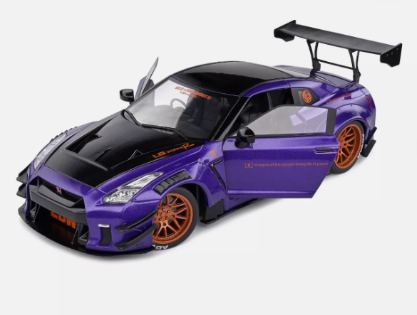 SOLIDO 1/18 NISSAN GT-R R35 LIBERTY WALK LBWK BODY KIT 2.0 COUPE '22 PURPLEZILLA